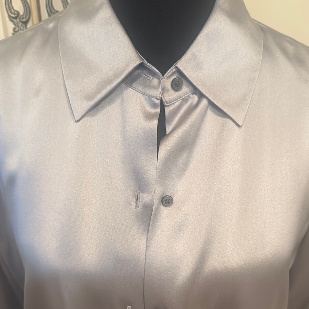 Alfani Silver Blouse Satin Top - Picture 2 of 8